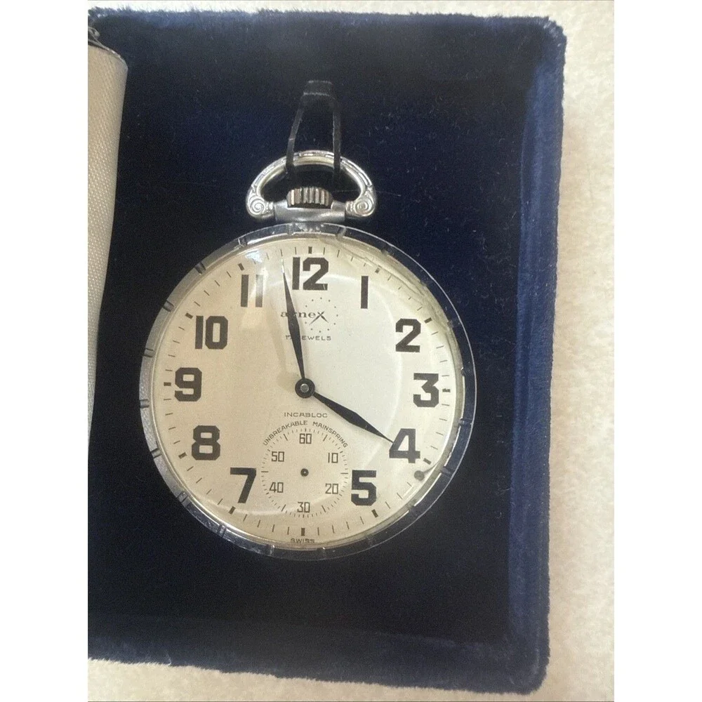 Vintage Arnex 17 Jewels Incabloc with Box Pocket Watch